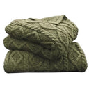 CABLE KNIT WOOL THROW BLANKET