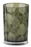 Olive Green Glass Leaf Decal Containers
