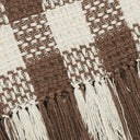 Cocoa Brown Heritage Check Throw Blanket with Fringe 50x60