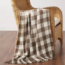 Cocoa Brown Heritage Check Throw Blanket with Fringe 50x60