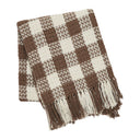 Cocoa Brown Heritage Check Throw Blanket with Fringe 50x60