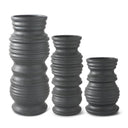 BLACK RIBBED VASE