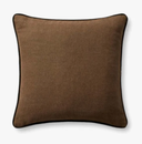BROWN PILLOW WITH BLACK PIPING 20X20