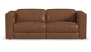 Austin Chestnut Leather Power Reclining Sofa with Power Headrests