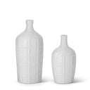 Grid Pressed White Ceramic Vase