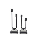 Black Metal & White Marble Double Taper Candleholders