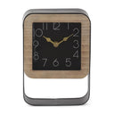 8.75 Inch Black Metal & Wood Rectangular Framed Square Clock