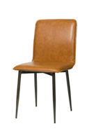 LUCA SIDE LEATHER DINING CHAIR - TAN BROWN