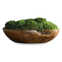 TEAK WOOD MOSS BOWL CENTERPIECE