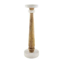 Large Skinny Marble & Wood Candlestick