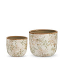 5" TAUPE FLORAL POT SMALL