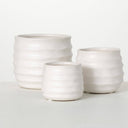 WHITE RIBBED POT INDIVIDUAL Small