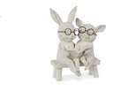 Reading Bunny and Pig on Bench