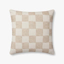 BEIGE CHECKERED PILLOW 22x22