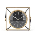 8 Inch Square Gold Metal w/Black Leather Big Ben London Table Clock