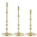 Gold Metal Ribbed Taper Candlestick