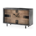 Black Metal and Wood Rectangular Table Clock