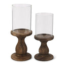 WOOD AND GLASS CANDLEHOLDER