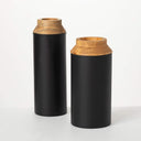 WOOD AND METAL VASE WIDE