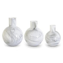 White & Smokey Black Swirl Long Neck Round Glass Vase