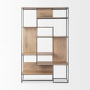 Abstract wood shelving unit