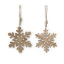 ASSORTED WOOD HANGING SNOWFLAKES