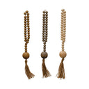 Wood Beads w/ Jute Rope Tassel,  INDIVIDUAL