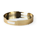 Joyce 15.9L x 15.9W x 2.6H Gold Metal W/Mirror Round Tray