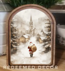 Arch Top Village Santa Framed Art