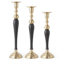 Gold Metal & Dark Wood Candleholder